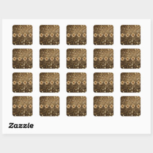 Golden Elegance: Gold Hibiscus Shimmer Square Sticker