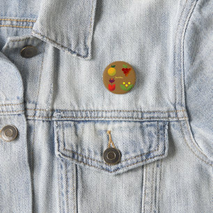 Golden Elegance Modern Floral Fruit 1 Inch Round Button