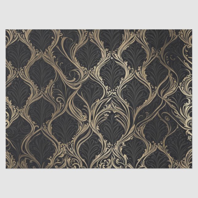 Golden Elegance on Black Decoupage Paper (Front)