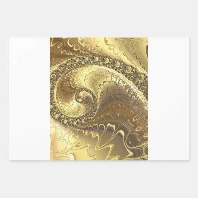 Golden Elegance:Set of 3 Flat Wrapping Paper Sheet (Front)