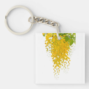 Golden Elegance Sunlit Cascade Hanging Gold Bloomi Keychain