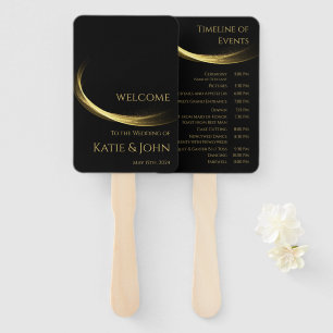 Golden Elegance-Wedding Program- Hand Fan