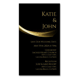 Golden Elegance-Wedding Save our Date Magnetic Business Card