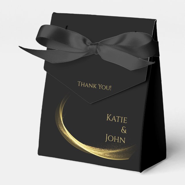 Golden Elegance-Wedding Thank you- Favor Box (Front Side)