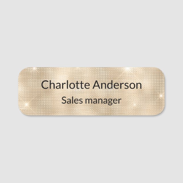 Golden elegant business employee name tag (Front)