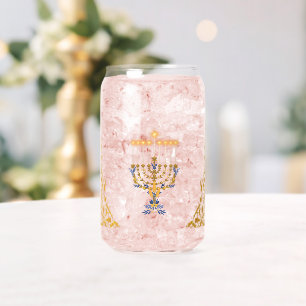 Golden Elegant Hanukkah Menorah  Can Glass