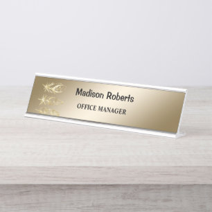 Golden elegant modern professionally desk name plate