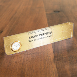 Golden elegant modern professionally nameplate