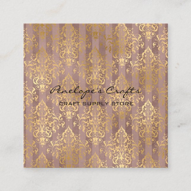 Golden Elegant Square Business Card (Front)