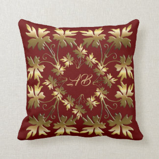 Golden element with leaves throw pillow