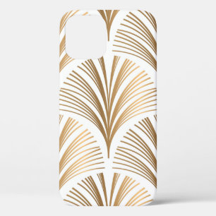 Golden elements on white background. Vintage seaml iPhone 12 Case