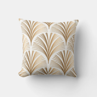 Golden elements on white background. Vintage seaml Throw Pillow