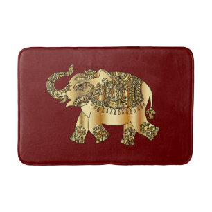 Golden elephant bath mat