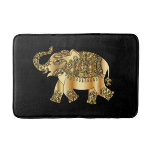 Golden elephant bath mat