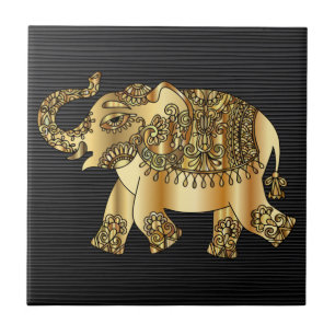 Golden Elephant Ceramic Tile