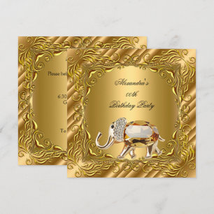 Golden Elephant Elite Elegant Gold Birthday Party Invitation