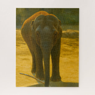 Golden Elephant Wisdom – Majestic Wildlife Jigsaw Puzzle