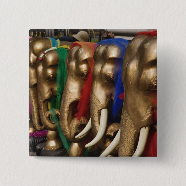 Golden Elephants 2 Inch Square Button (Front)