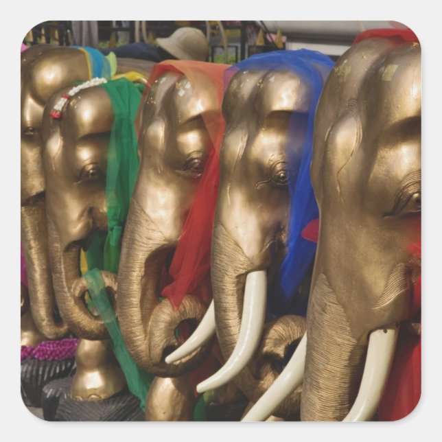 Golden Elephants Square Sticker (Front)