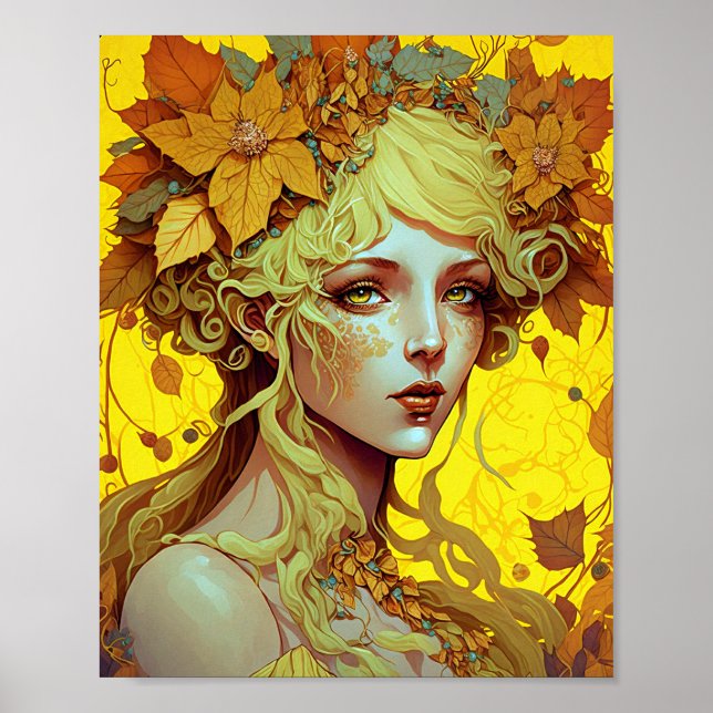 Golden Elf Fairy Fae Fantasy Art Poster (Front)