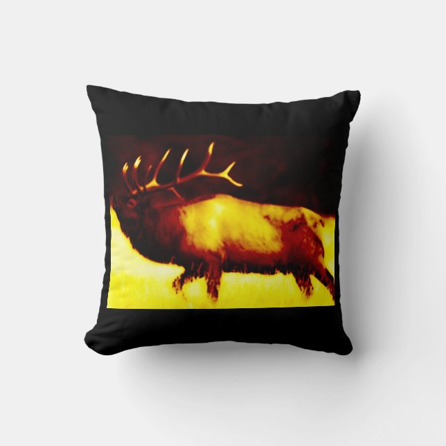 Golden Elk Throw Pillow (Front)
