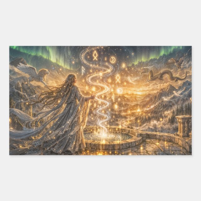 Golden Elven Fantasy Light – Impressionist Fantasy Sticker (Front)