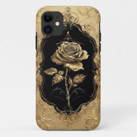 Golden Embellished Rose Decoration