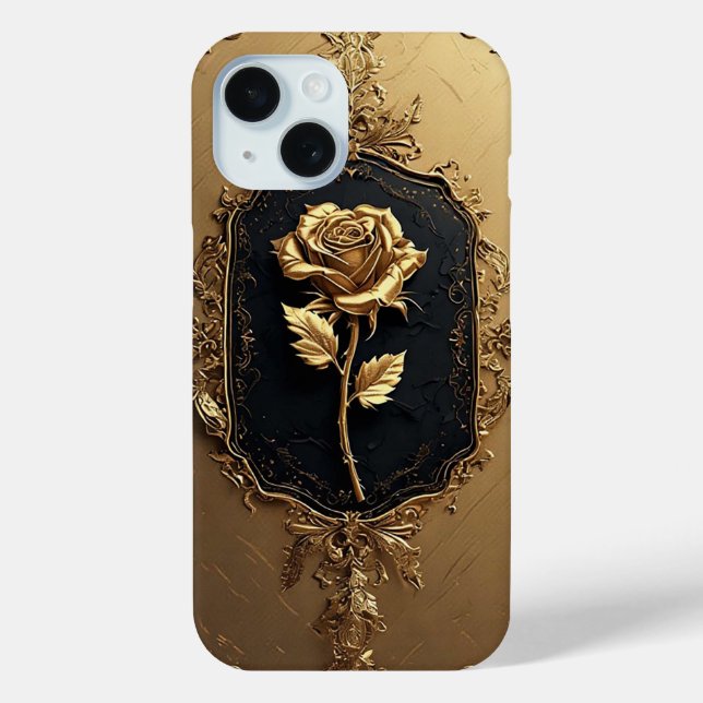 Golden Embellished Rose Decoration Case-Mate iPhone Case (Back)