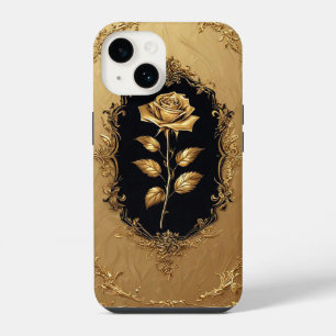 Golden Embellished Rose Decoration iPhone 14 Case