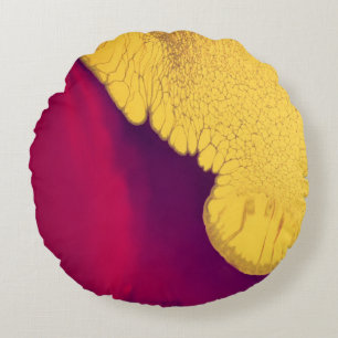 Golden Ember Abstract Round Pillow