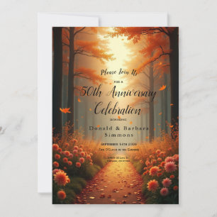 Golden Ember Autumn Woodland Stroll Invitation