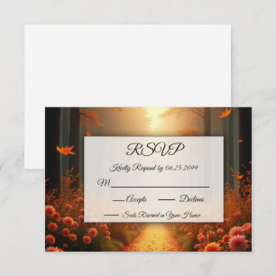 Golden Ember Autumn Woodland Stroll RSVP Card