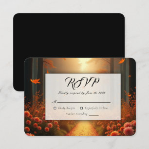 Golden Ember Autumn Woodland Stroll RSVP Card