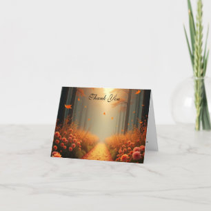Golden Ember Autumn Woodland Stroll Thank You Card