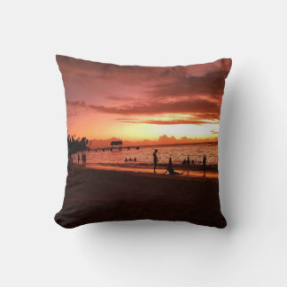 Golden Ember Sunset – Caribbean Beach Glow Throw Pillow