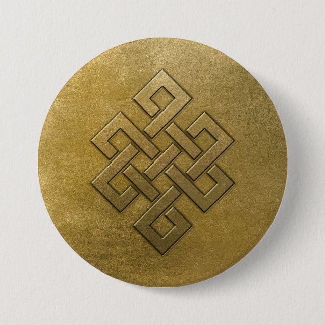 Golden Embossed Endless Knot 3 Inch Round Button (Front)