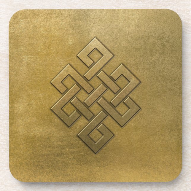 Golden Embossed Endless Knot Coaster (Front)