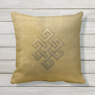 Golden Embossed Endless Knot Outdoor Pillow