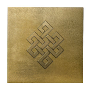 Golden Embossed Endless Knot Tile