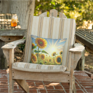 Golden Embrace Sunflower  Outdoor Pillow