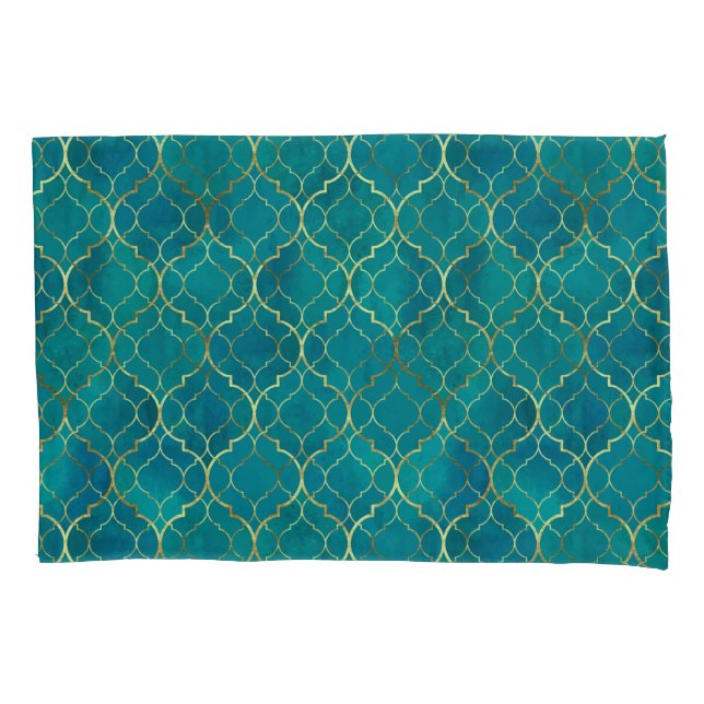 Golden Emerald Geometry Pillowcase (Front)