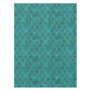 Golden Emerald Geometry Tablecloth