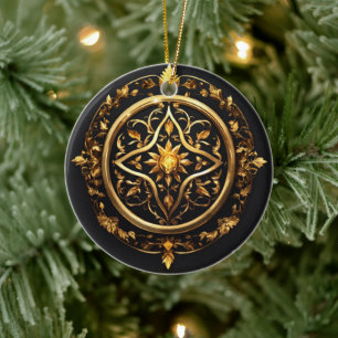 Golden Enchanted Emblem Ceramic Ornament