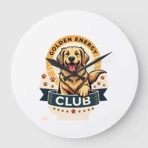 Golden Energy Club Golden Retriever Vintage Dog Lo Large Clock