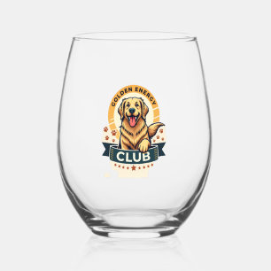 Golden Energy Club Golden Retriever Vintage Dog Lo Stemless Wine Glass
