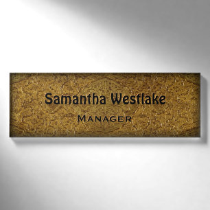 Golden "Engraved Look"  Name Tag