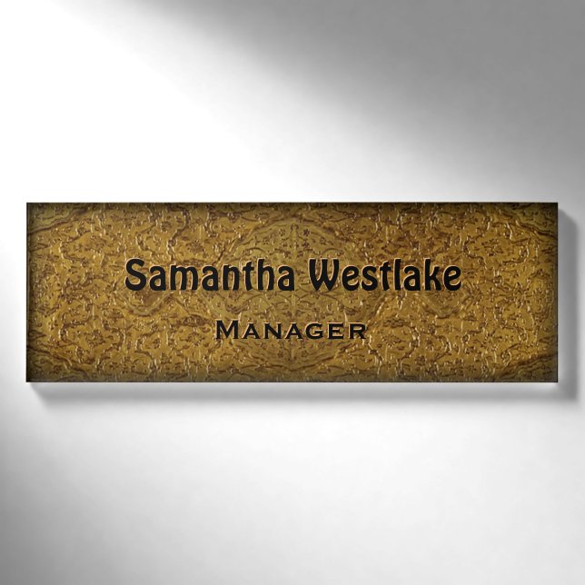 Golden "Engraved Look"  Name Tag (Front)