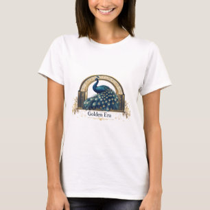 Golden Era Logo with Elegant Peacock Design T-Shirt