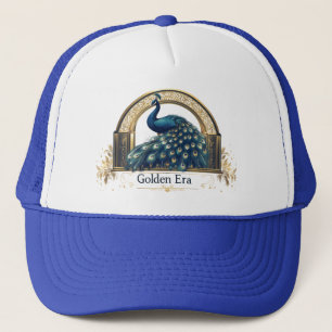 Golden Era Logo with Elegant Peacock Design Trucker Hat