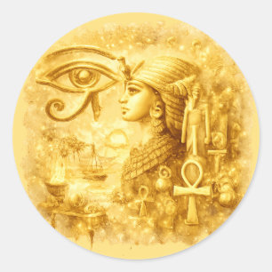 Golden Eye of Horus Pharaonic Egyptian Art Classic Round Sticker